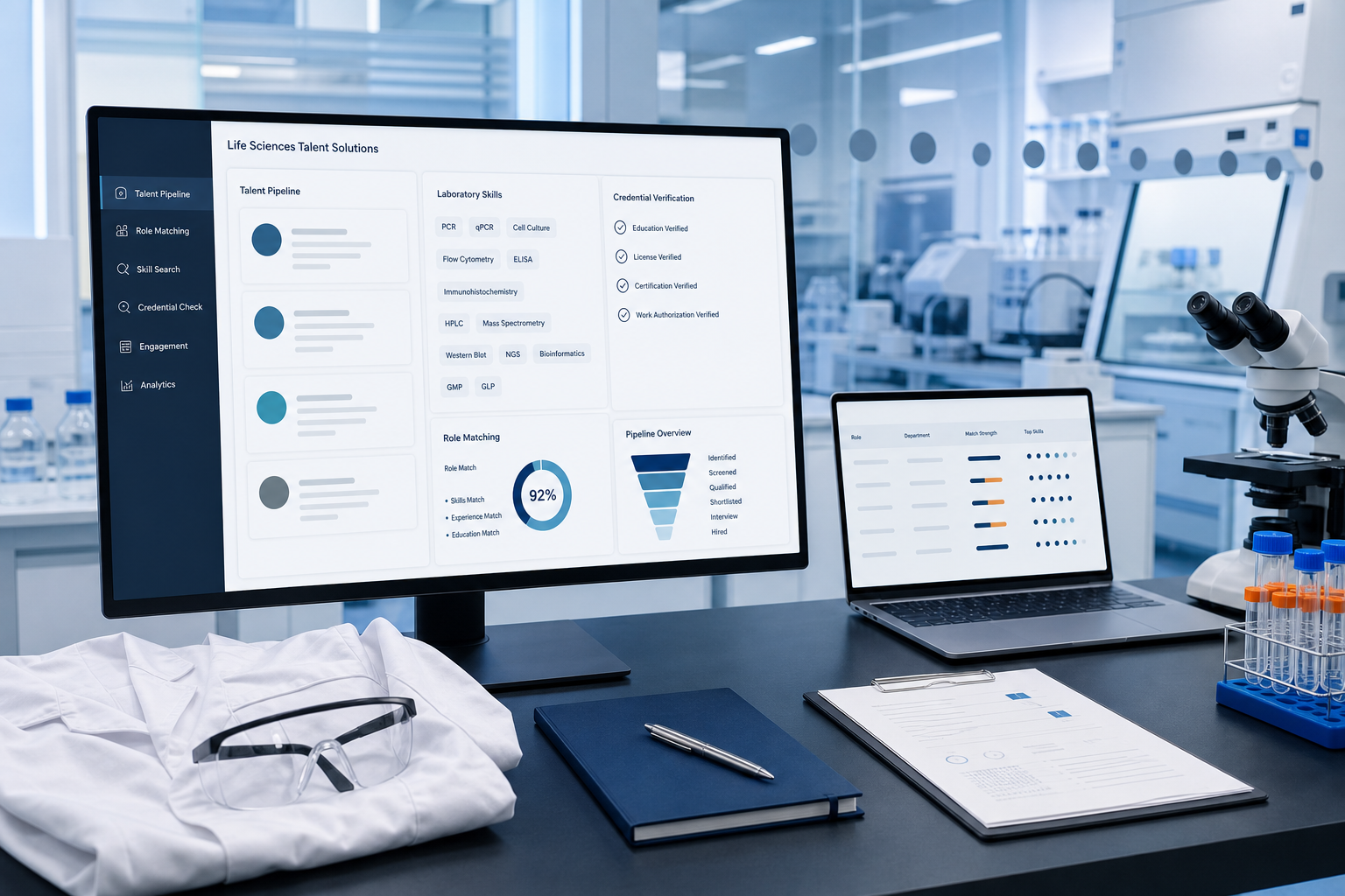 Life sciences talent platform for scientific skills, credentials and role matching
