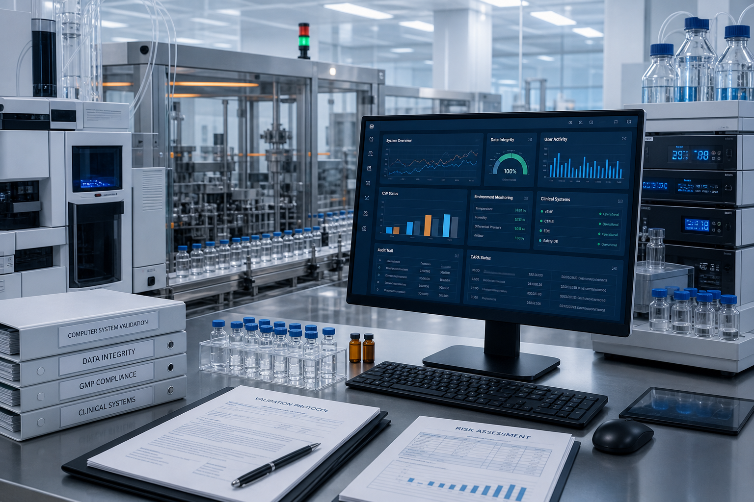 Regulated pharmaceutical laboratory systems, validation and data integrity dashboard